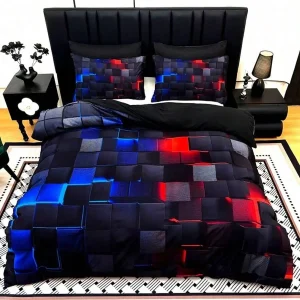Quilt Cover Set Blue Black
